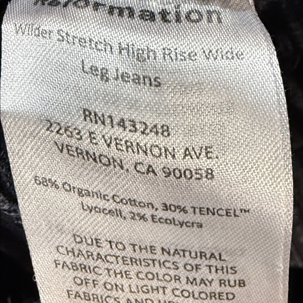 Reformation Women’s Wilder stretch high-rise wide-leg jeans Black Size 26 - Picture 5 of 11
